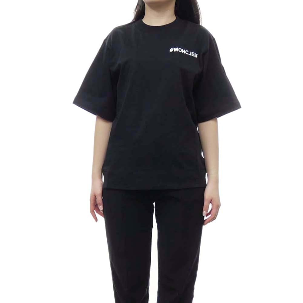 ［新品同様］モンクレール　レディース　Tシャツ　ブラック ブラック Tシャツ : トップ＆Tシャツ 向けの レディース